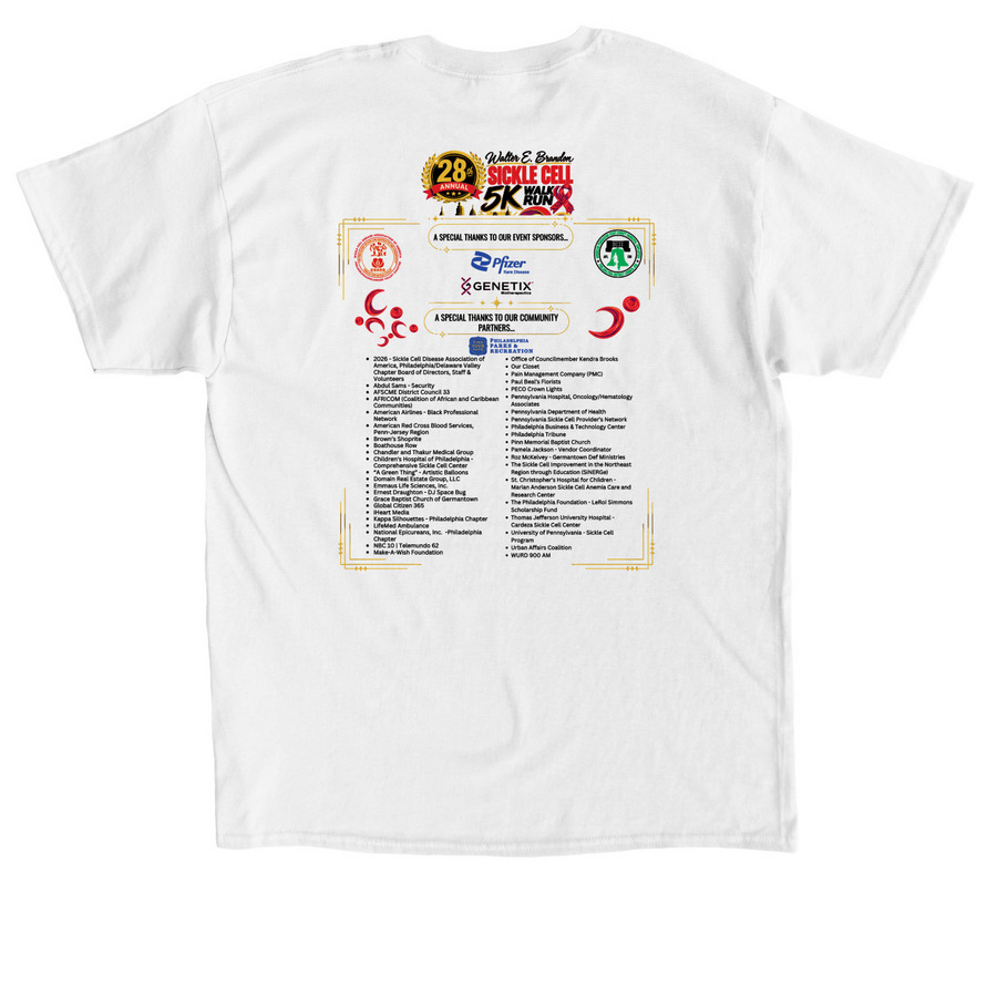 28th Annual WEB Sickle Cell Merch, a White Classic Unisex Tee (back-view)