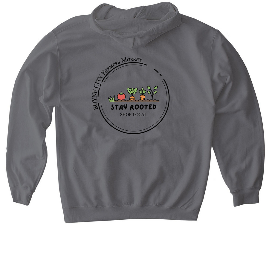 Stay Rooted Hoodie, a Charcoal Gildan Softstyle Pullover Hoodie (back-view)