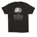 White Logo Apparel, a Black Premium Cotton Tee (back-view)