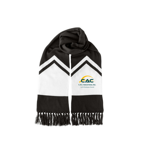 CAC Scarves, a Black/ White Two-Tone Gameday Scarf