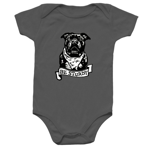 Little Sturdy Gertie, a Charcoal Infant Onesie