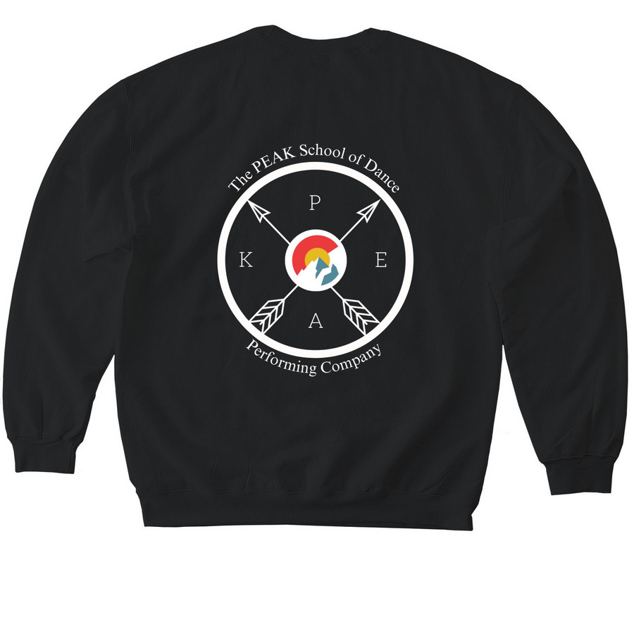 PEAKCO Teacher, a Black Softstyle Crewneck Sweatshirt (back-view)