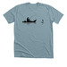 Crusoe Kayak Fishing Silhouette, a Heather Blue Lagoon Premium Unisex Tee