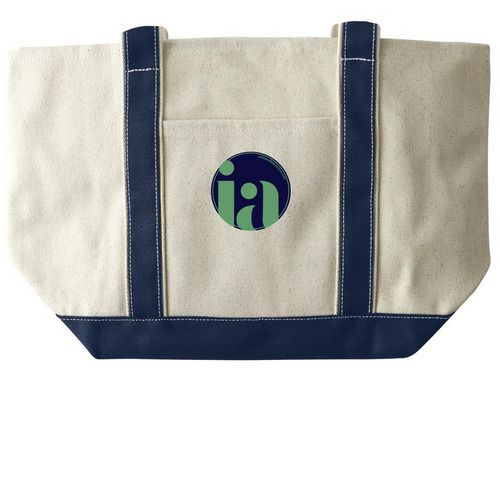 Navy Two Toned Tote, a Natural/Navy Large Two-Tone Canvas Tote Bag