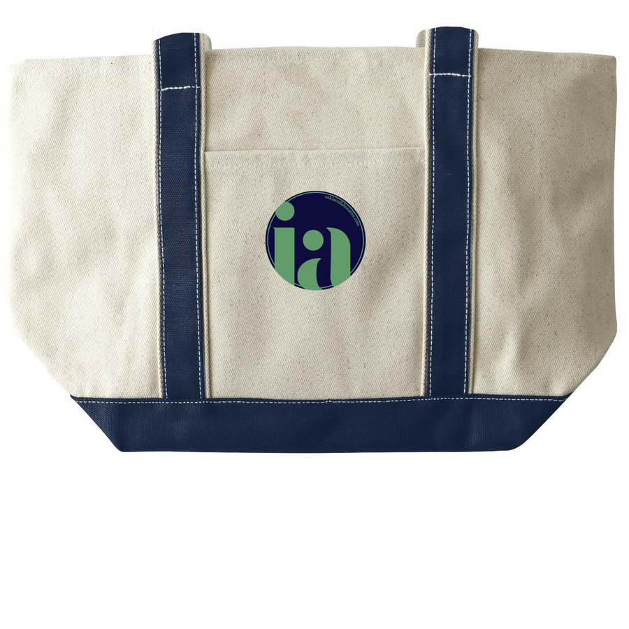 Navy Two Toned Tote, a Natural/Navy Large Two-Tone Canvas Tote Bag