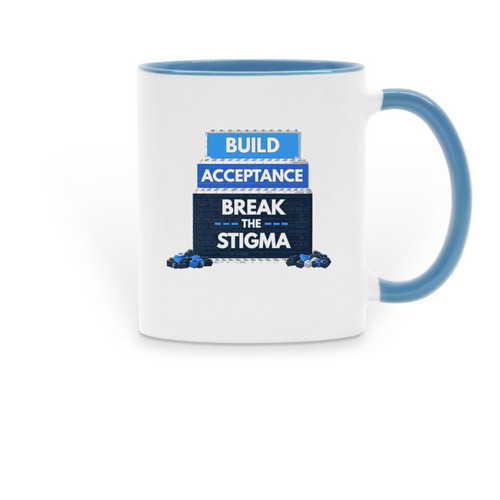 Break the Stigma Mugs, a Light Blue Two-Tone Ceramic Mug