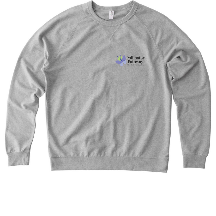 Pollinator Pathway Logo - black, a Granite Grey Heather Allmade Organic French Terry Crewneck Sweatshirt