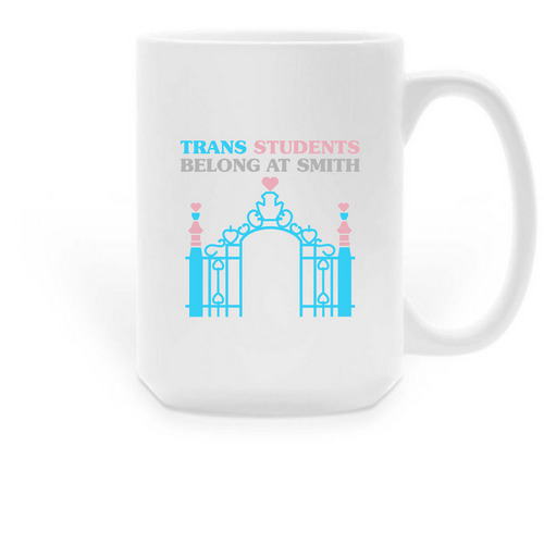 Mug with pink Everywhere on the back, a White Large Coffee Mug