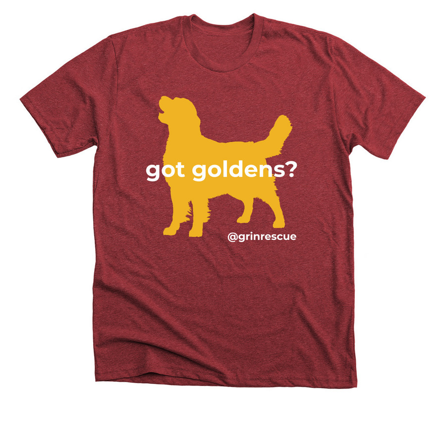 Got Goldens? Series, a Heather Canvas Red Premium Unisex Tee