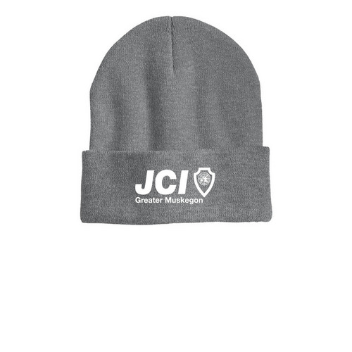 Hats, a Dark Heather Grey Printed Cuffed Beanie