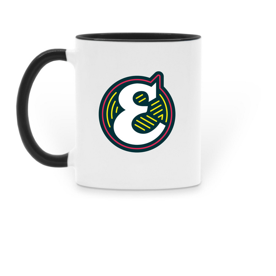 Englert Mugs, a Black Two-Tone Ceramic Mug (back-view)