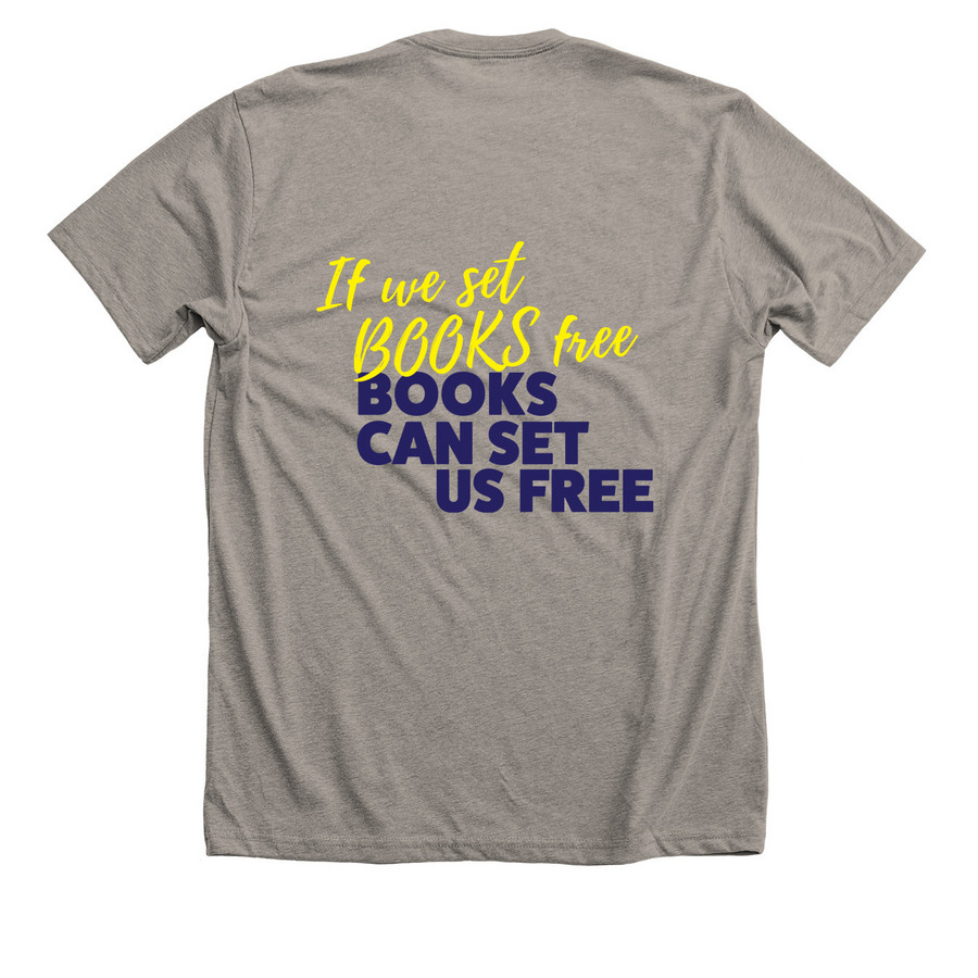 Liberate Two-Sided Tee, a Heather Stone Premium Unisex Tee (back-view)