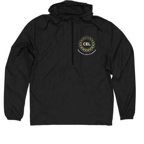 CEL Jacket with color logo, a Black Quarter-Zip Windbreaker