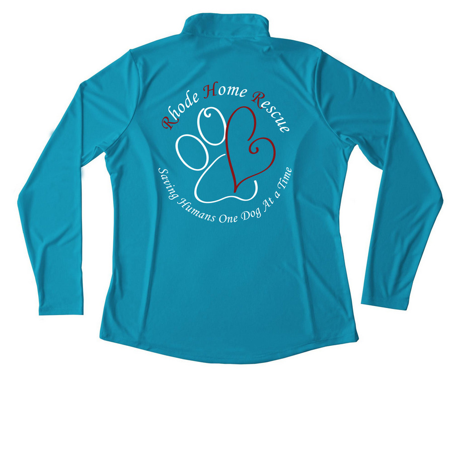 Athletic Zip Logo, a Atomic Blue Women's Performance Quarter Zip Pullover (back-view)