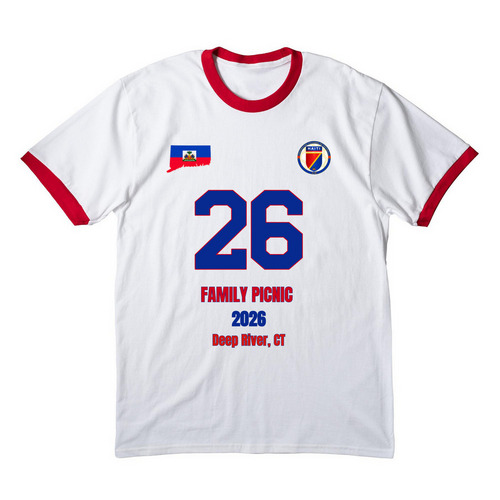 Maurice, a White/ Red Cotton Ringer Tee