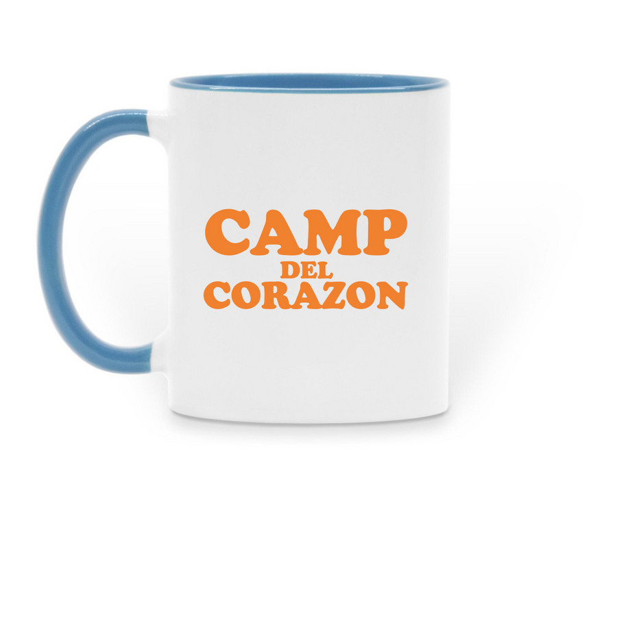 Vintage Camp Mug, a Light Blue Two-Tone Ceramic Mug (back-view)