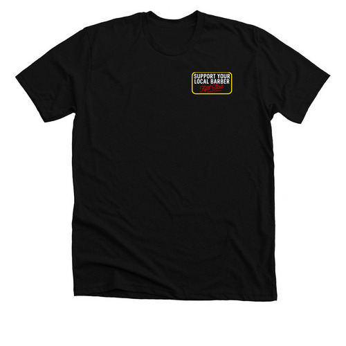 Support Your Local Barber, a Solid Black Blend Premium Unisex Tee