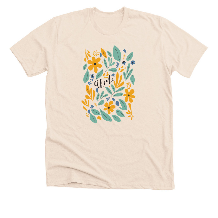 Abide, a Heather Soft Cream Premium Unisex Tee