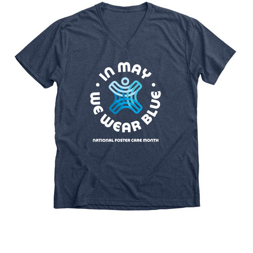 In May We Wear Blue, a Heather Navy Premium V-Neck Tee