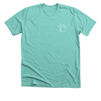 Half-Way Home Think Spring (White Logo), a Heather Sea Green Premium Unisex Tee