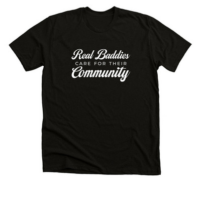 Real Baddies Care for Their Community - Black, a Solid Black Blend Premium Unisex Tee
