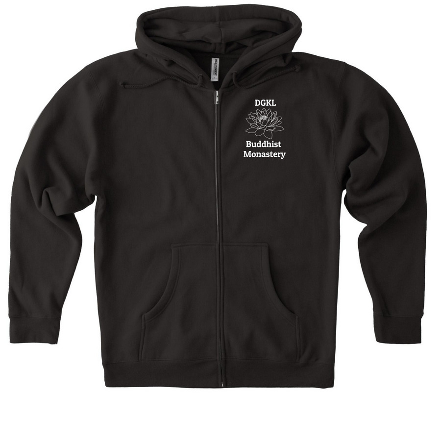 Lotus Zip Up, a Black Heavyweight Zip Up Hoodie