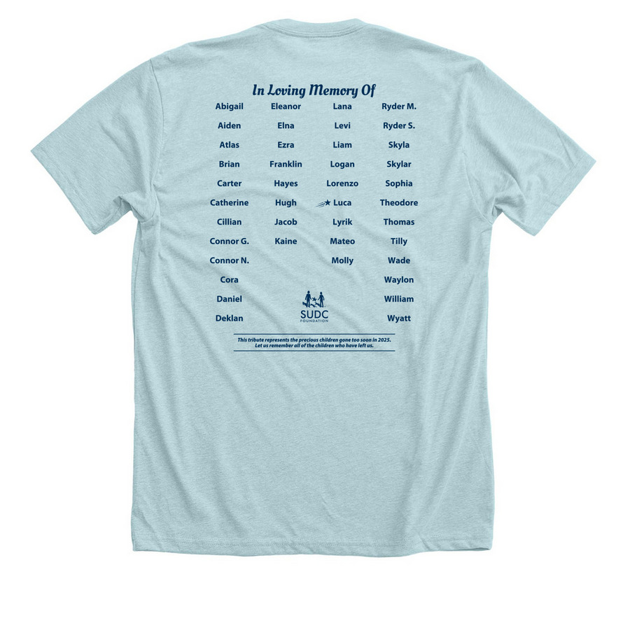 SUDC - Luca Capece, a Heather Ice Blue Premium Unisex Tee (back-view)