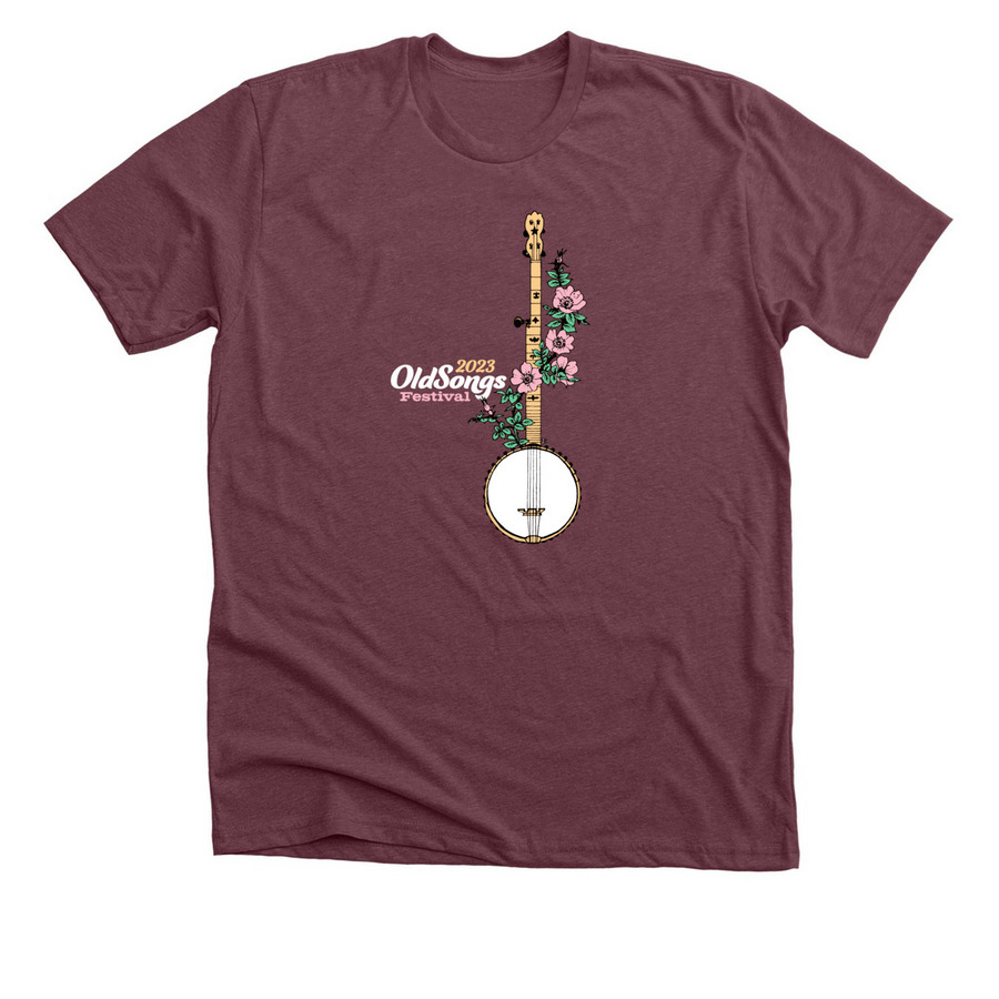 2023 Old Songs Festival&nbsp;T-shirt, a Heather Maroon Premium Unisex Tee
