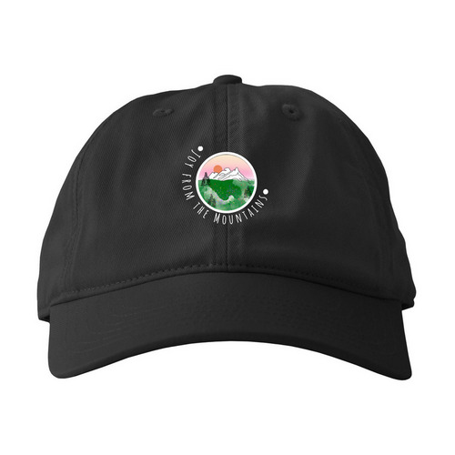 Joy from the mountains hat, a Black Printed Eco Baseball Cap