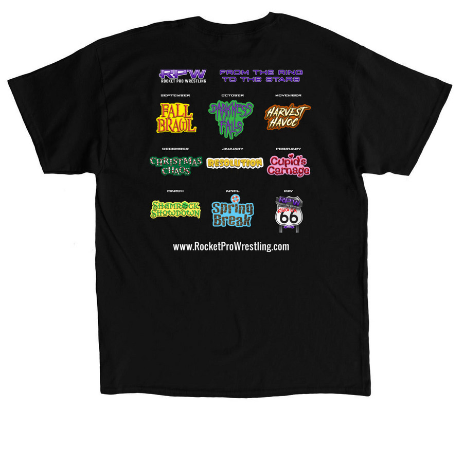 RPW 9 Shows, a Black Classic Unisex Tee (back-view)
