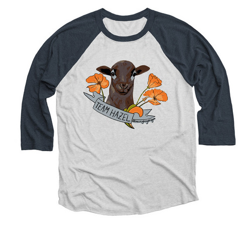 Team Hazel, a Indigo and Heather White 3/4 Sleeve Baseball Tee