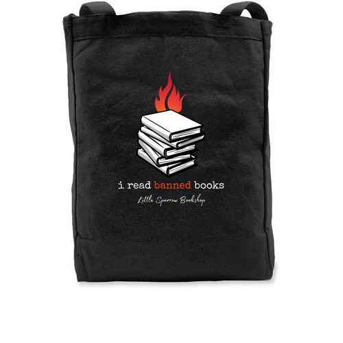 I Read Banned Books, a Black Recycled Cotton Tote Bag