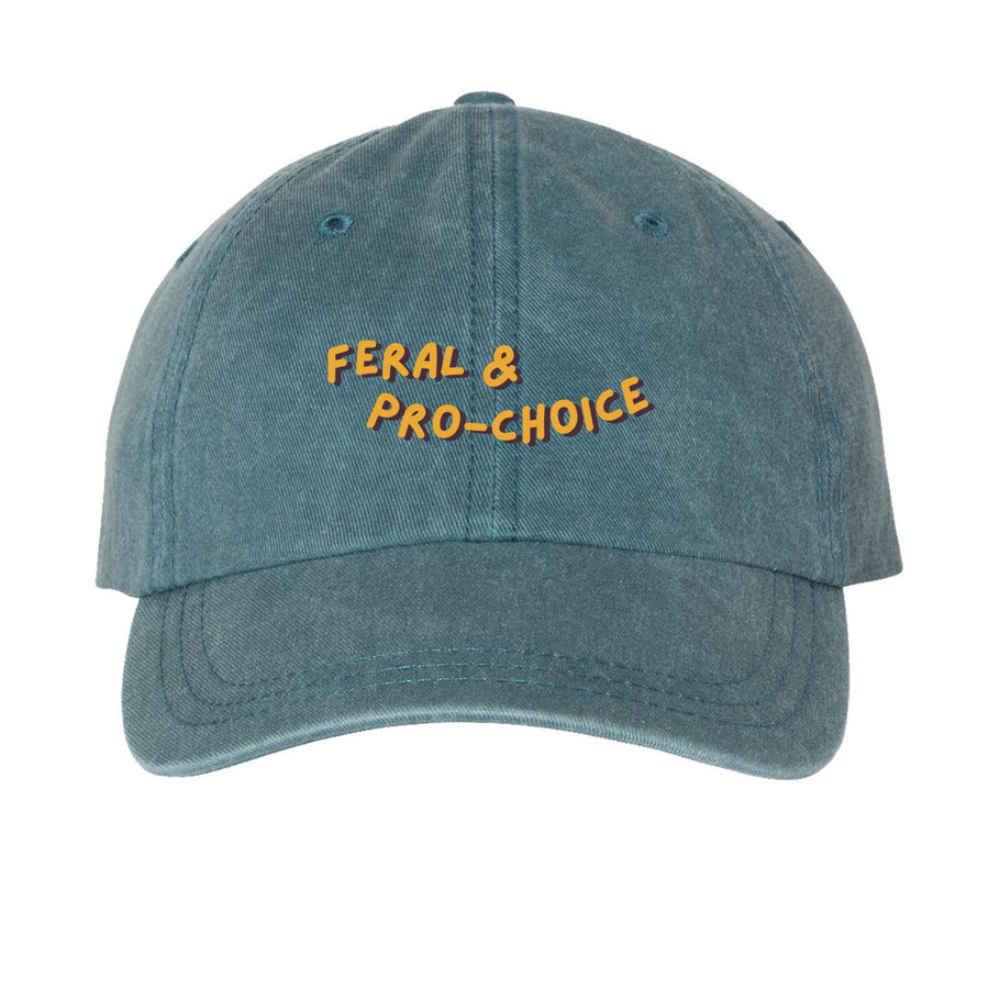 Feral & Pro-Choice - Hats, a Teal Printed Pigment Dye Baseball Cap
