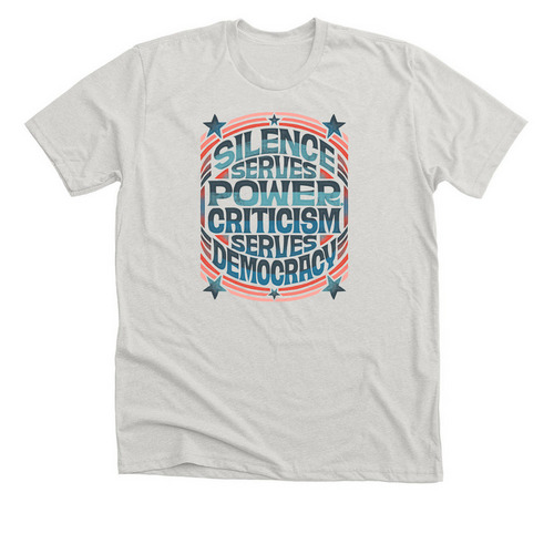 Silence Serves Power T-Shirt, a Heather Cement Premium Unisex Tee