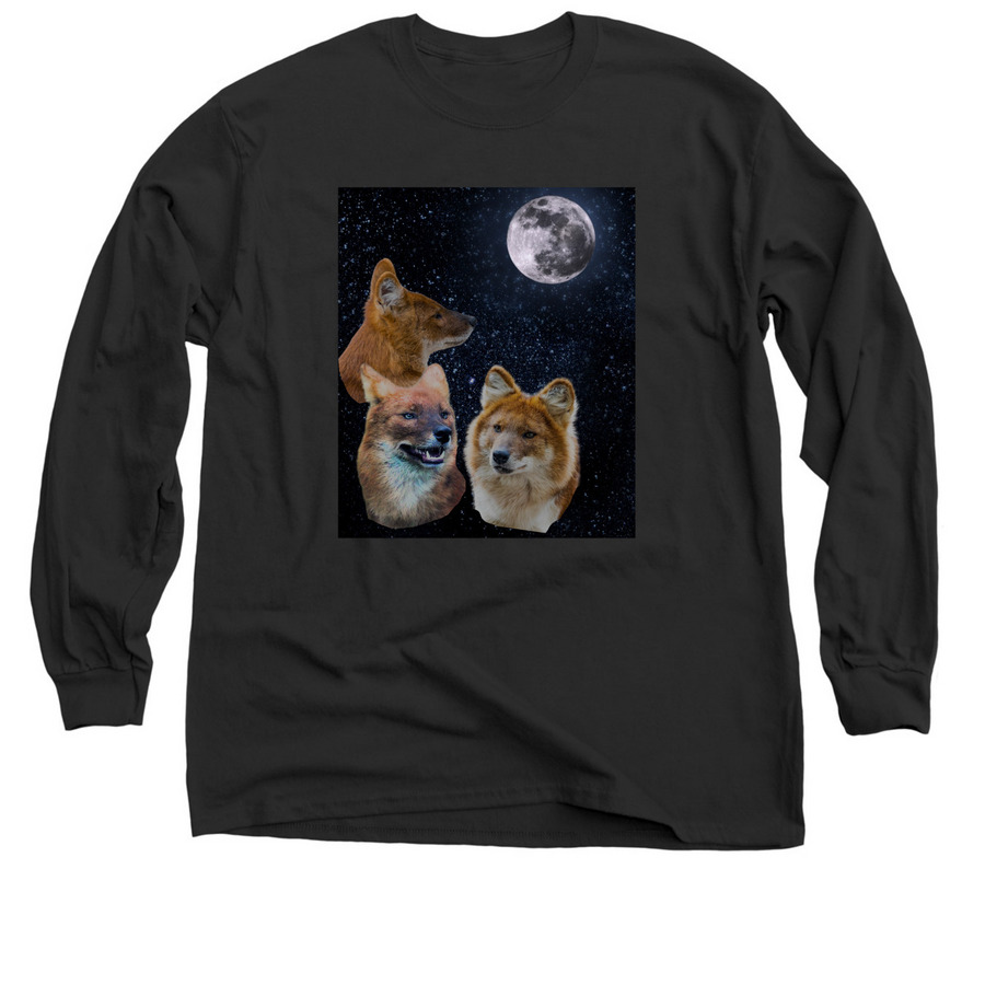 Three Dhole moon, a Black Classic Long Sleeve Tee