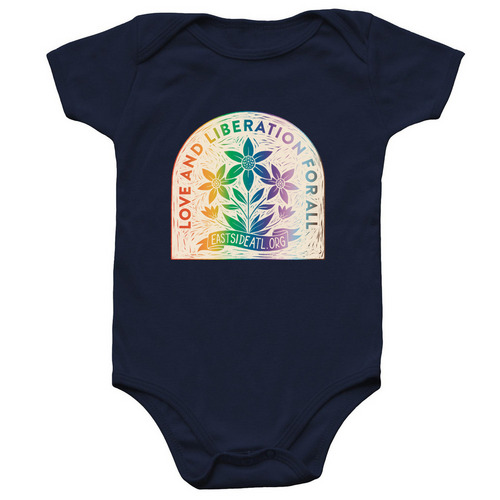Love and Liberation for All, a Navy Infant Onesie