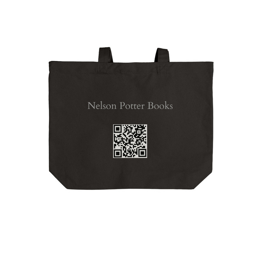 Plus One Logo Tote, a Deep Black Cotton Canvas Tote Bag (back-view)