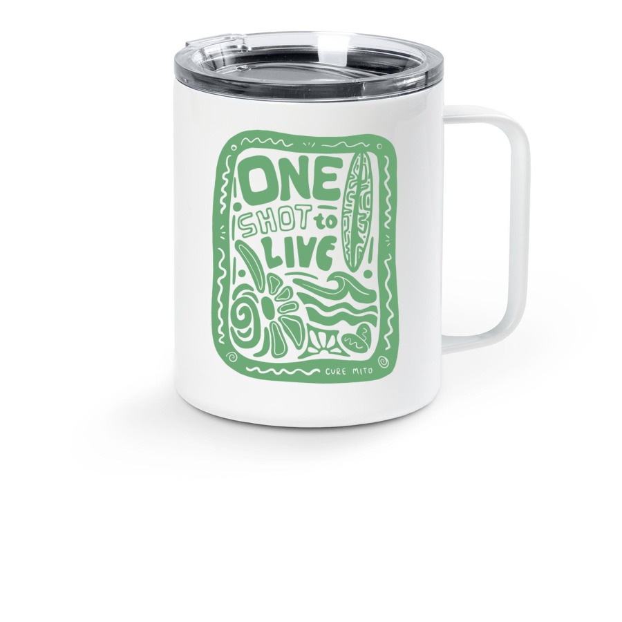 One Shot to Live - Mug, a White Stainless Steel Travel Mug