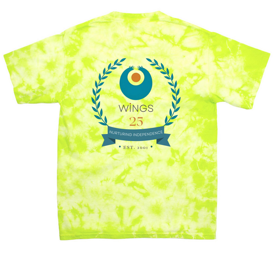 WINGS: Youth Field Trip T-shirt&nbsp;, a Lemon Lime Youth Crystal Tie Dye Tee (back-view)