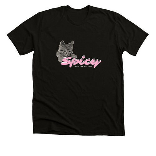 "Spicy from the Streets", a Solid Black Blend Premium Unisex Tee