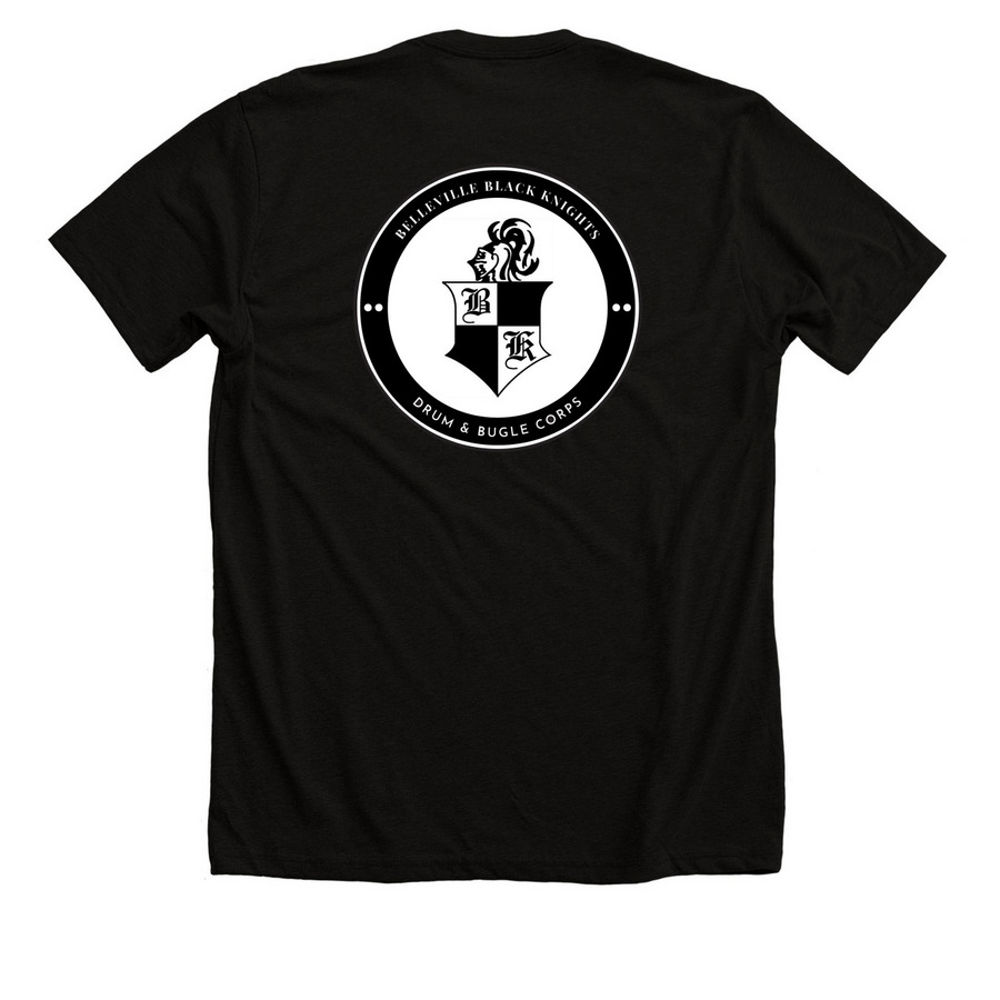 Black Knights Large 60's Logo T-Shirt, a Solid Black Blend Premium Unisex Tee (back-view)