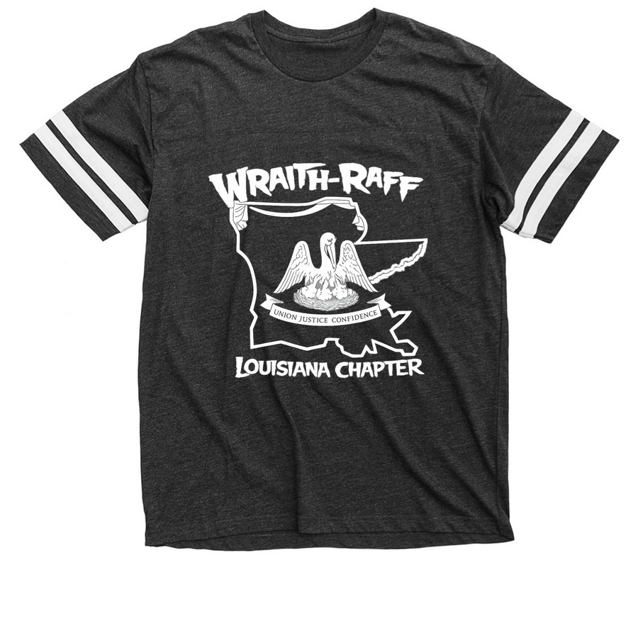 Wraith Raff / Louisiana Chapter, a Vintage Smoke / White Football Jersey Tee