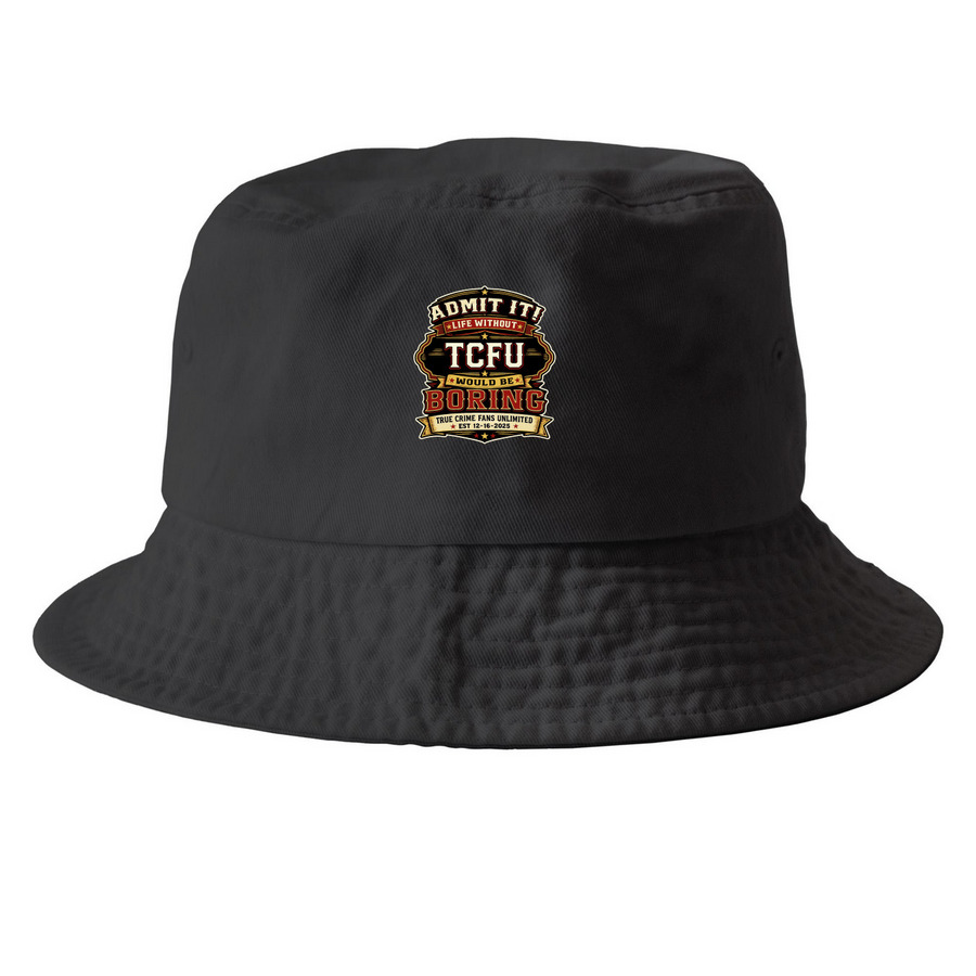 TCFU Hats, a Black Printed Bucket Hat