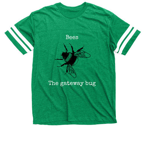 Bees: The Gateway Bug, a Vintage Green / White Football Jersey Tee
