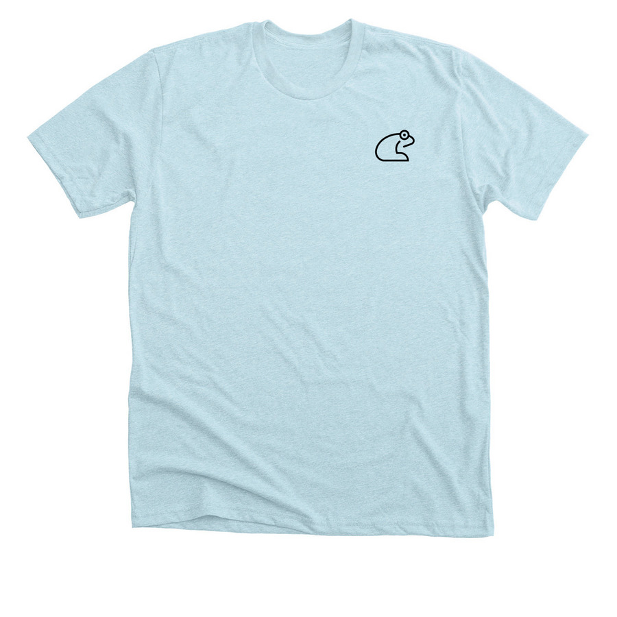 Bullfrog Running Casual Wear, a Heather Ice Blue Premium Unisex Tee