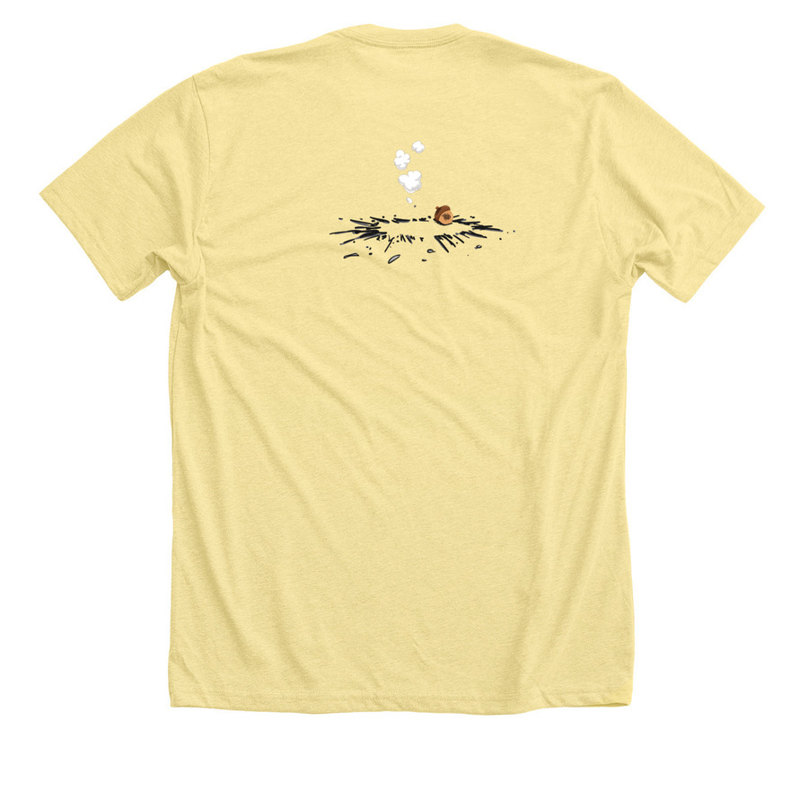 SpaceDog Cru, a Heather Yellow Gold Premium Unisex Tee (back-view)
