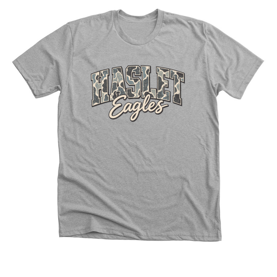 Camo Haslet Eagles, a Athletic Heather Premium Unisex Tee