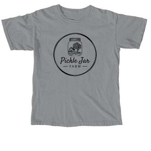 Pickle Jar Farm - Front Logo, a Granite Comfort Colors Unisex Tee