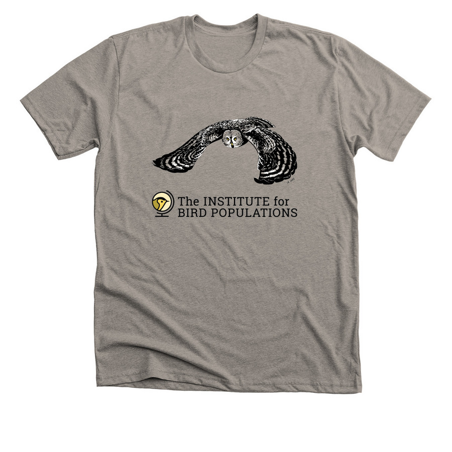 2025 Great Gray Owl, a Heather Stone Premium Unisex Tee