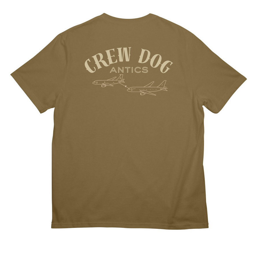 Crew Dog Antics Shirt Collection KC135/KC46, a Coyote Brown All-American Unisex Tee (back-view)